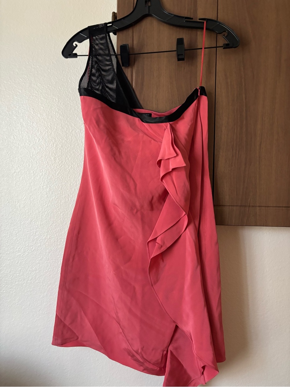 Silk! - jay godfrey Coral Pink One-Shoulder Ruffle Dress